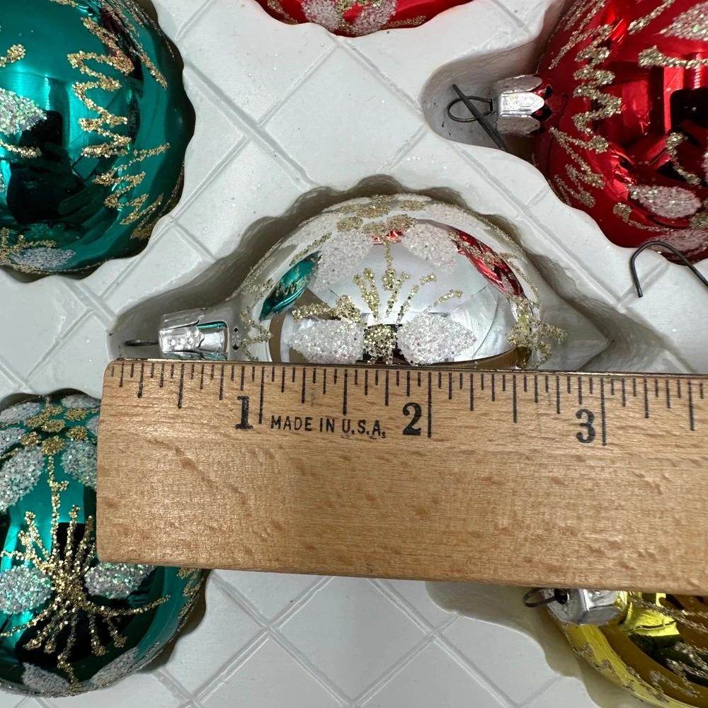 Vtg Christmas Glass Ornaments Red Green Gold Romania Old World Commodore Lot 18